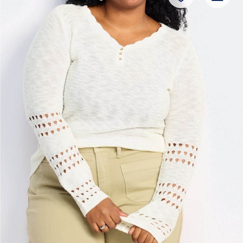 Women's Cream Sweater with Lace Detailing